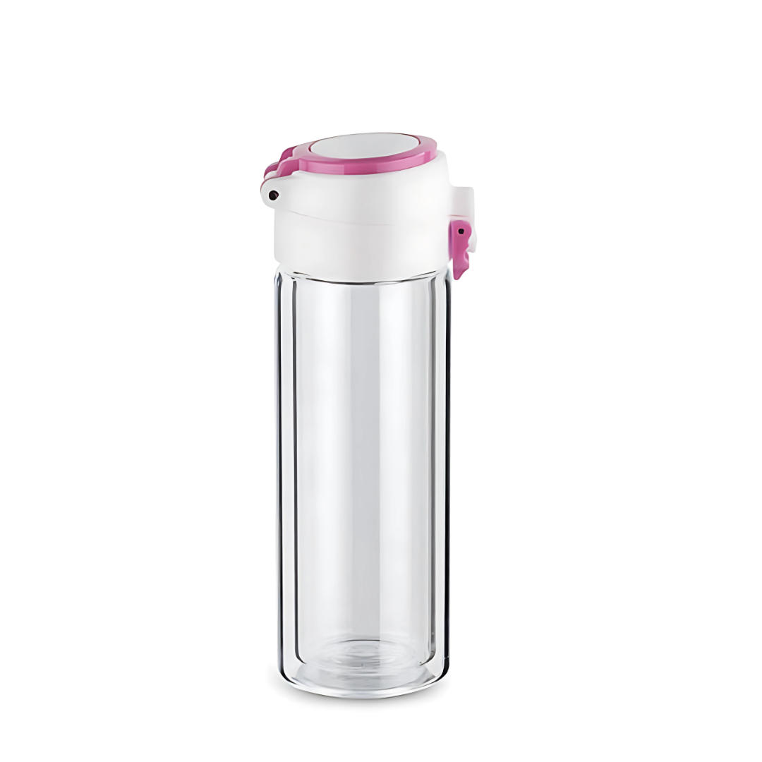 Folday Thermosfles Roze - Glazen dubbele wand - 260ml