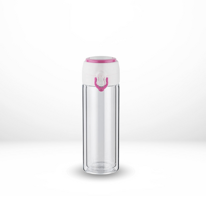 Folday Thermosfles Roze - Glazen dubbele wand - 260ml