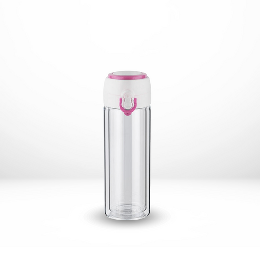 Folday Thermosfles Roze - Glazen dubbele wand - 260ml